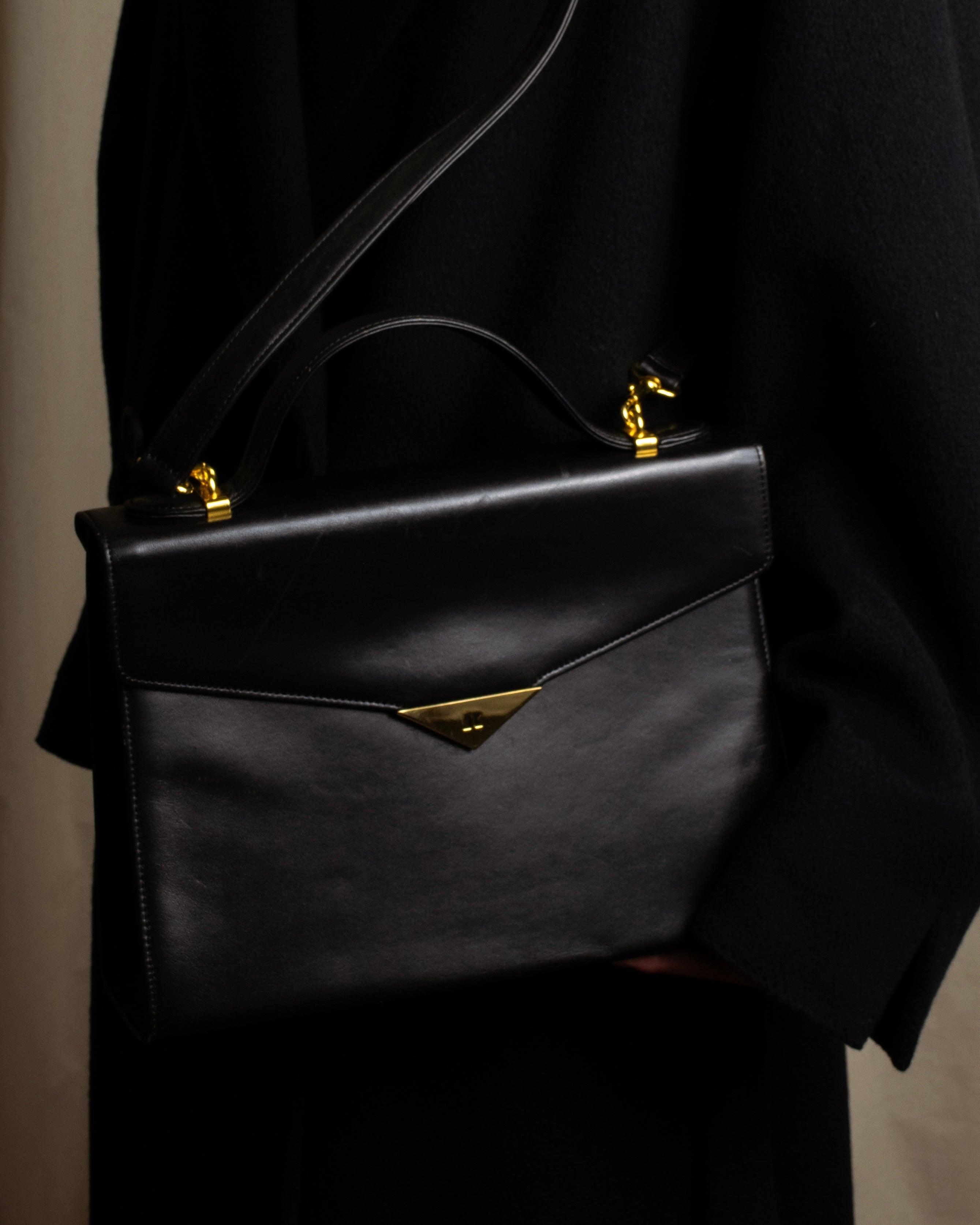 "JUNKO KOSHINO" Geometric motif design 2-way leather shoulder bag