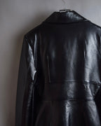 "MATÉRIEL TBILISI" Draped belted synthetic leather long jacket
