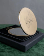 "GUCCI" Gold metal design logo engraved hand mirror