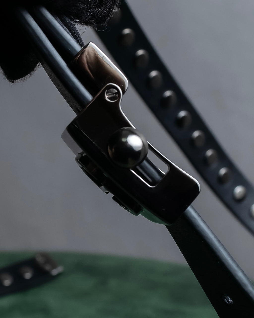 "Christian Dior" Silver stud detail narrow leather belt