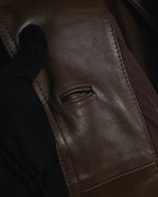 -SPECIAL- "LOEWE" 80’s Military detail stencil leather coat