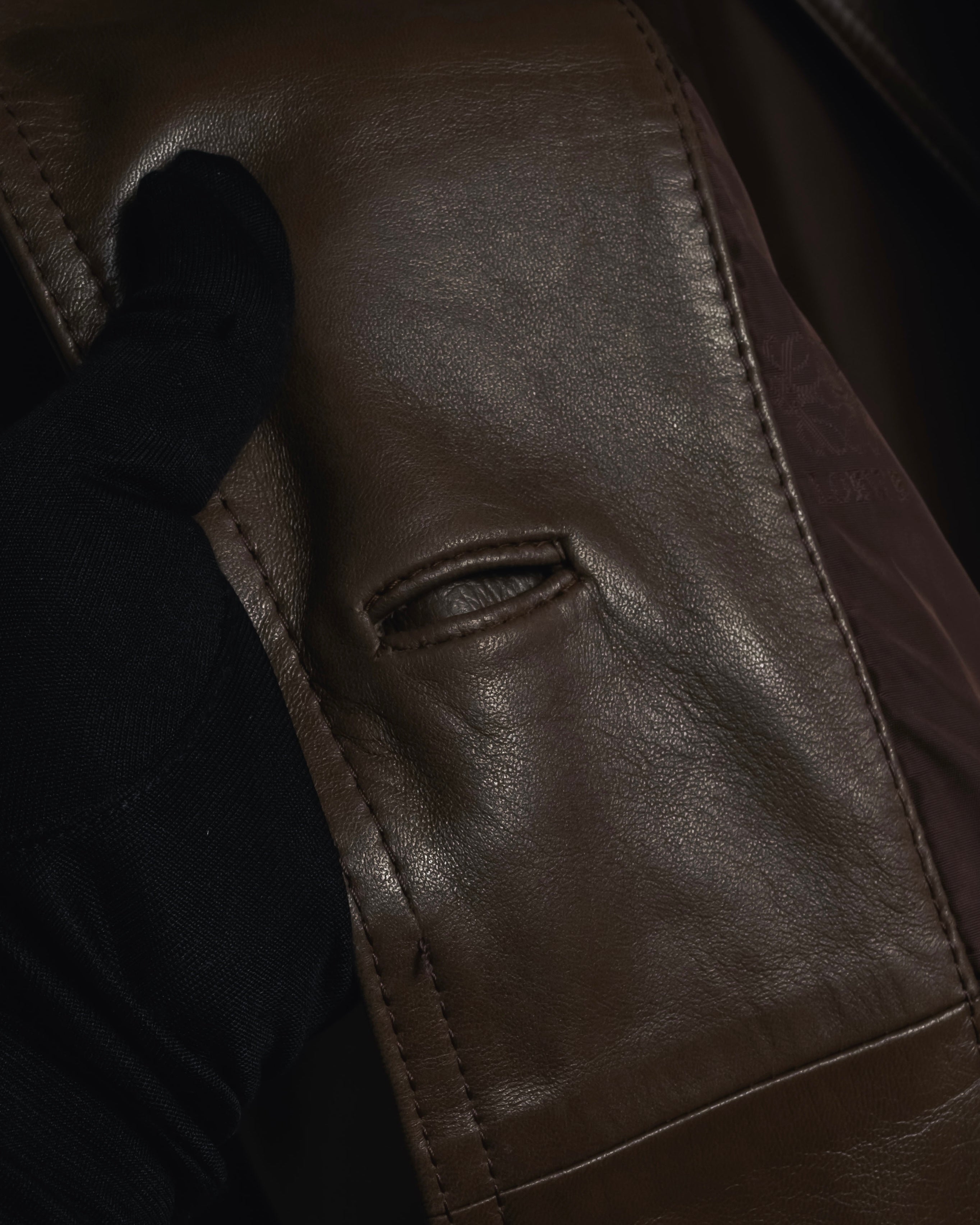 -SPECIAL- "LOEWE" 80’s Military detail stencil leather coat