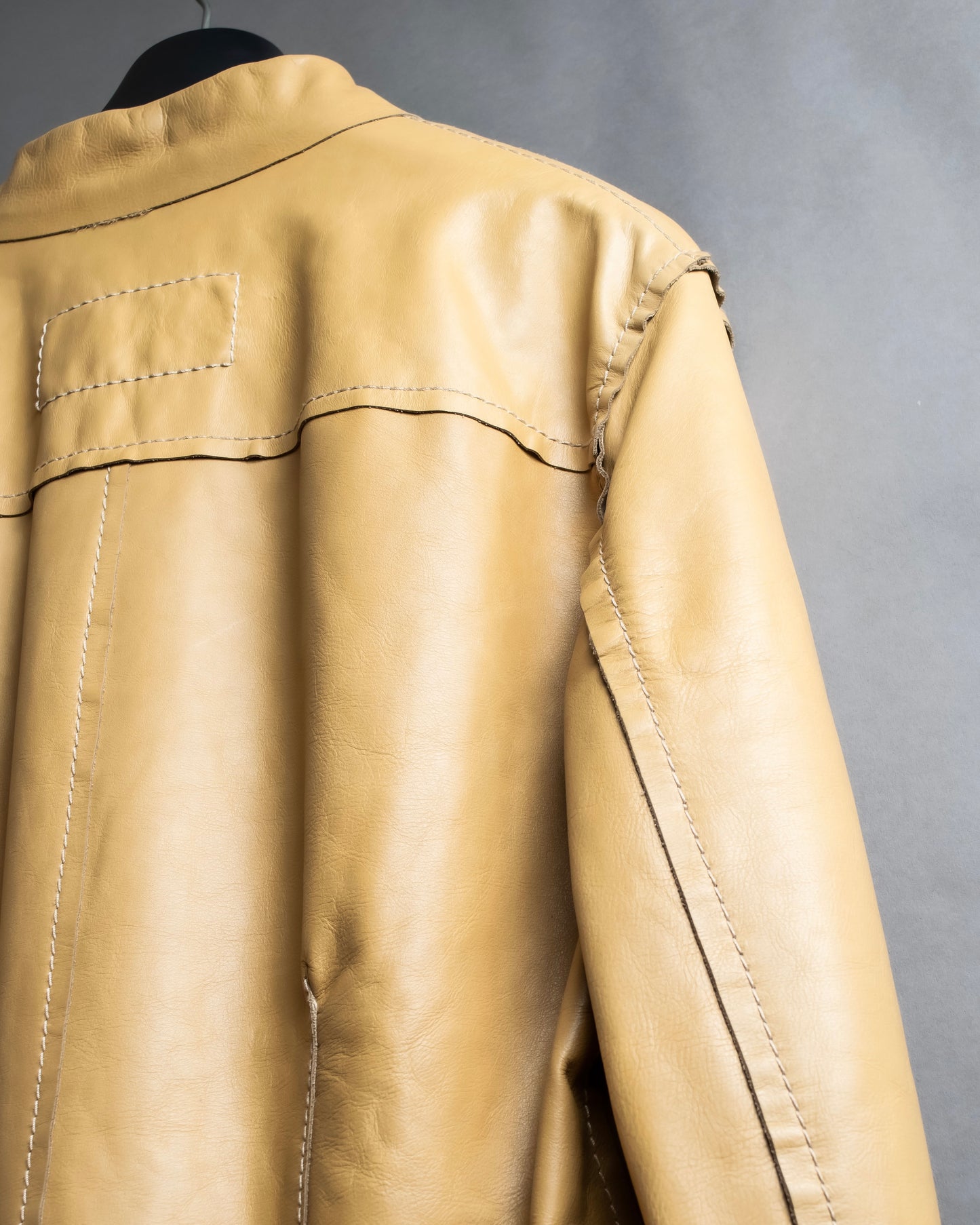 "Dolce & Gabbana" Tanned genuine leather front switching jacket