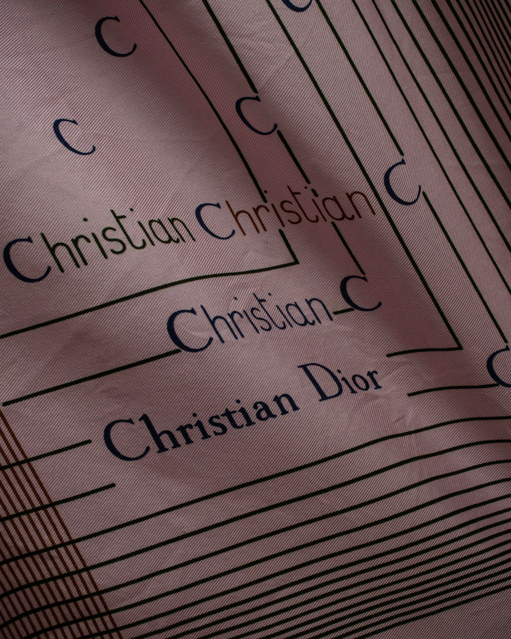 "Christian Dior" Typography logo geometric motif silk scarf