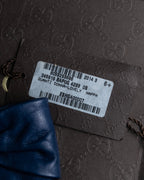 "GUCCI" Ribbon＆charm design blue leather gloves