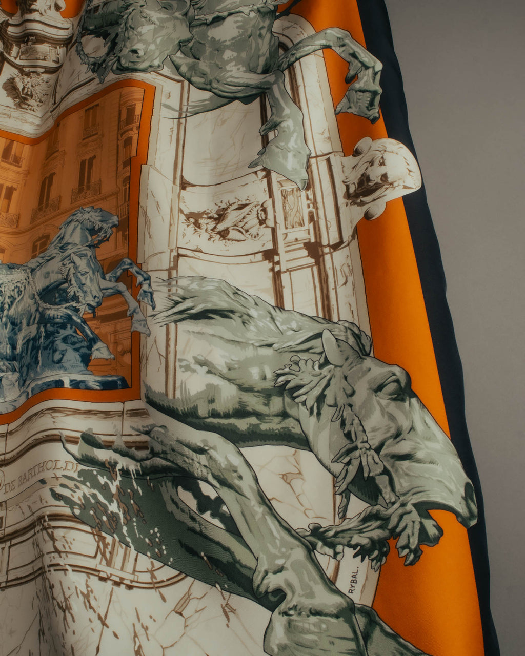 "Hermès" 90's-00's Architectural printed silk scarf