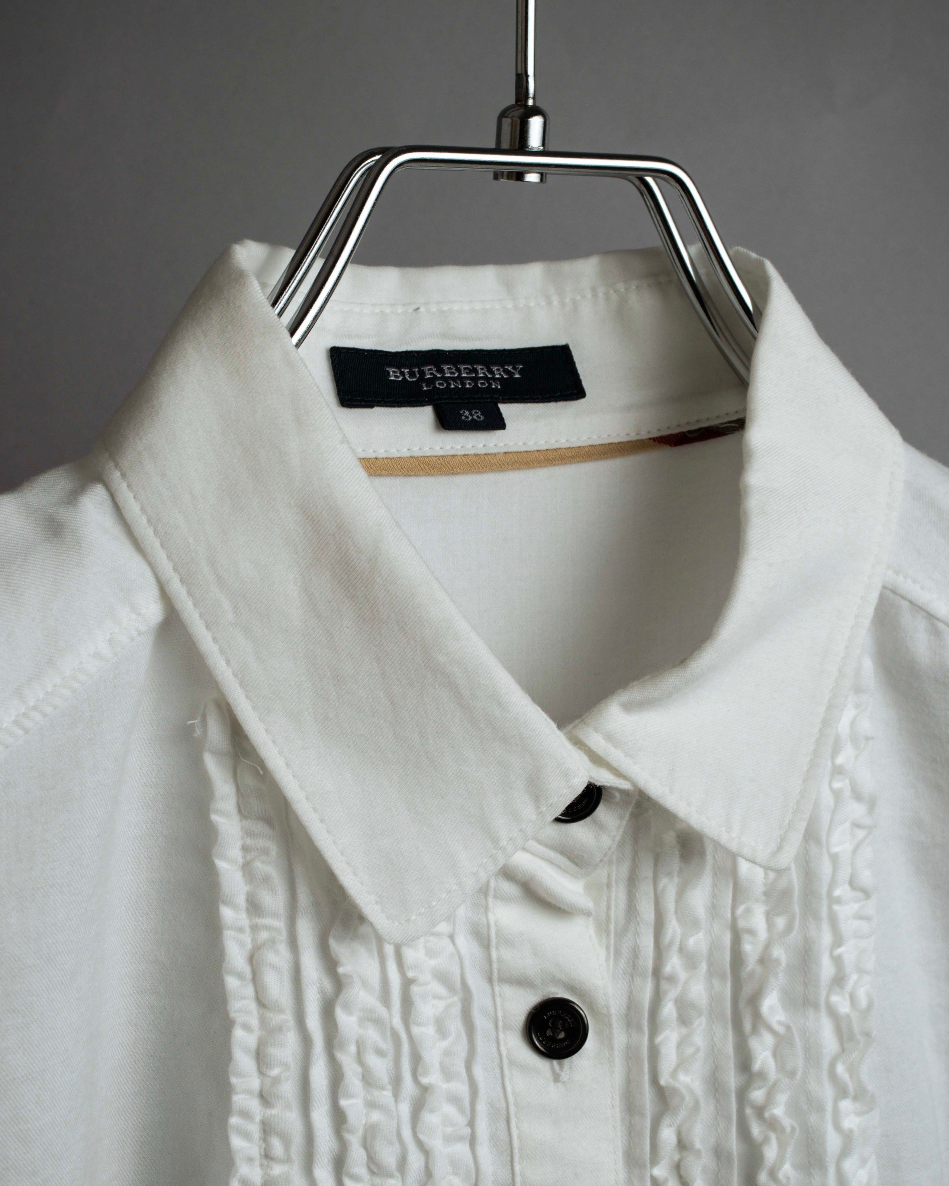"BURBERRY" Frill design collarless blouse