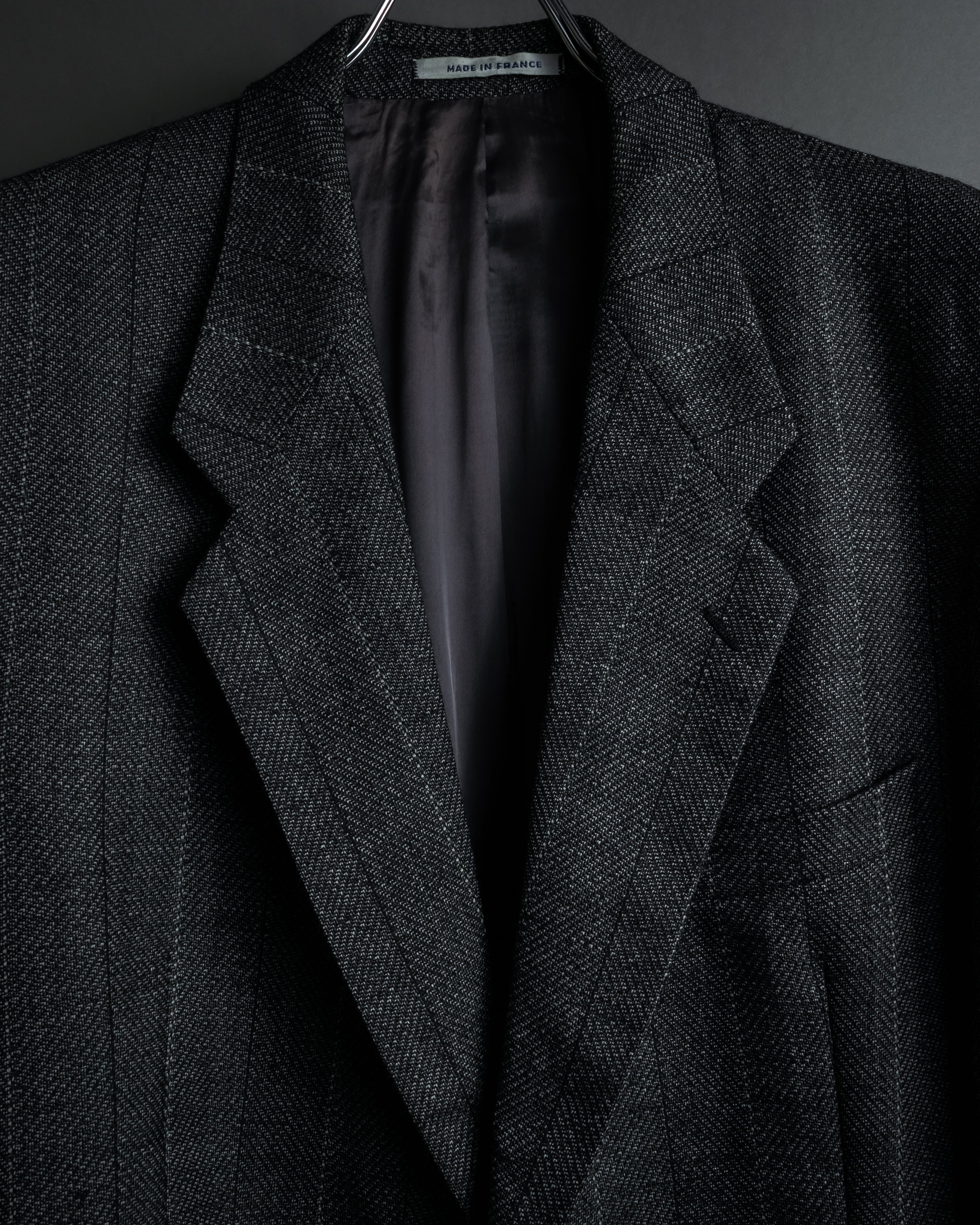 "YVES SAINT LAURENT" 70’s-80’s structured herringbone tweed tailored jacket