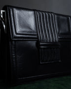 "YVES SAINT LAURENT" Straight ridge design square forum leather bag