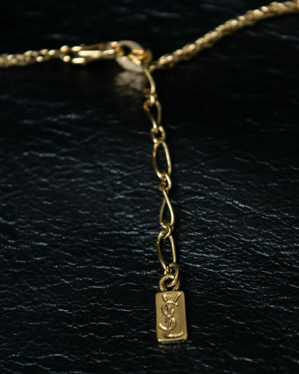 “Yves Saint Laurent” antique processed gold chain necklace