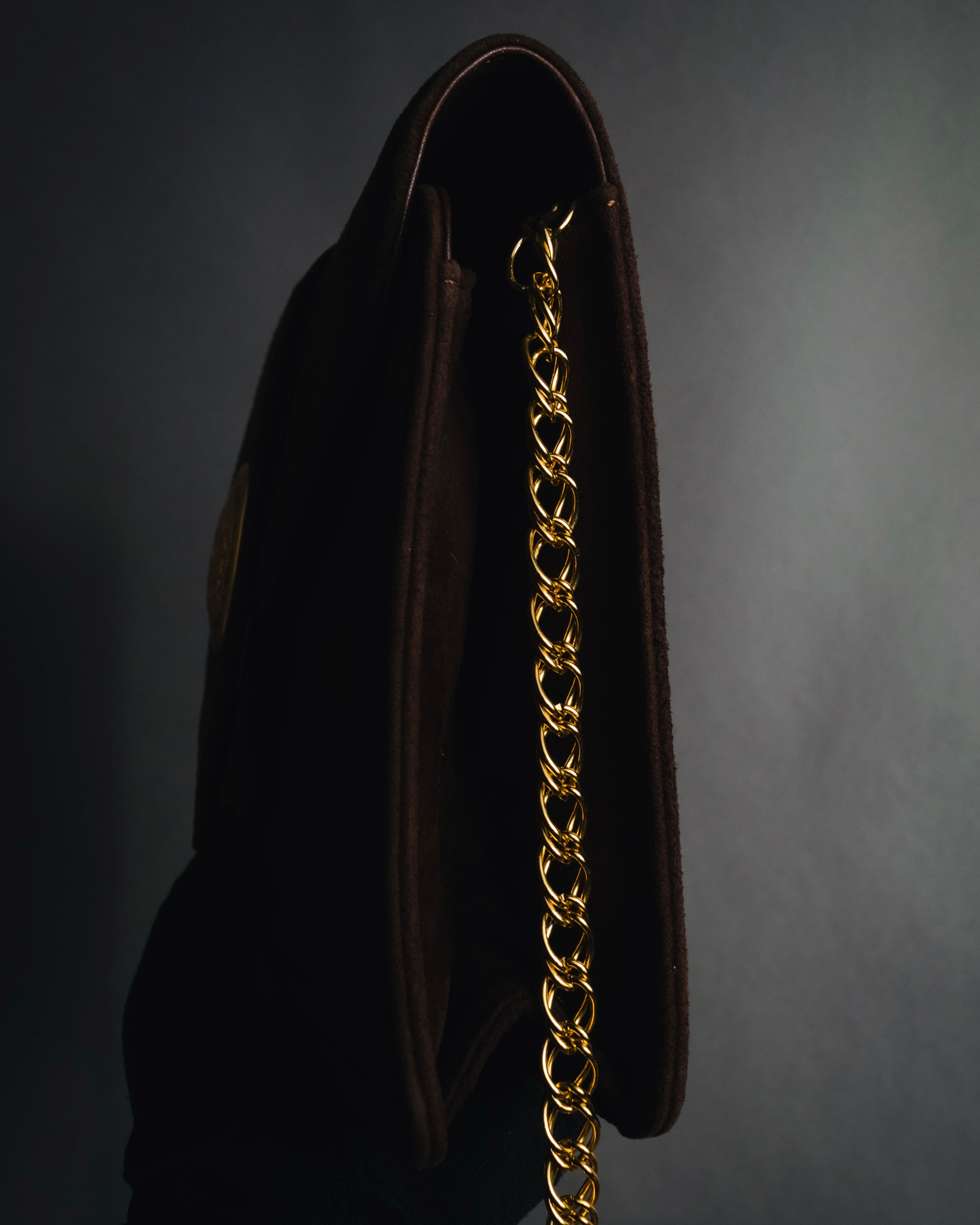 "Yves Saint Laurent" 80’s-90’s Concho suede chain shoulder bag