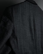 "YVES SAINT LAURENT" 70’s-80’s structured herringbone tweed tailored jacket