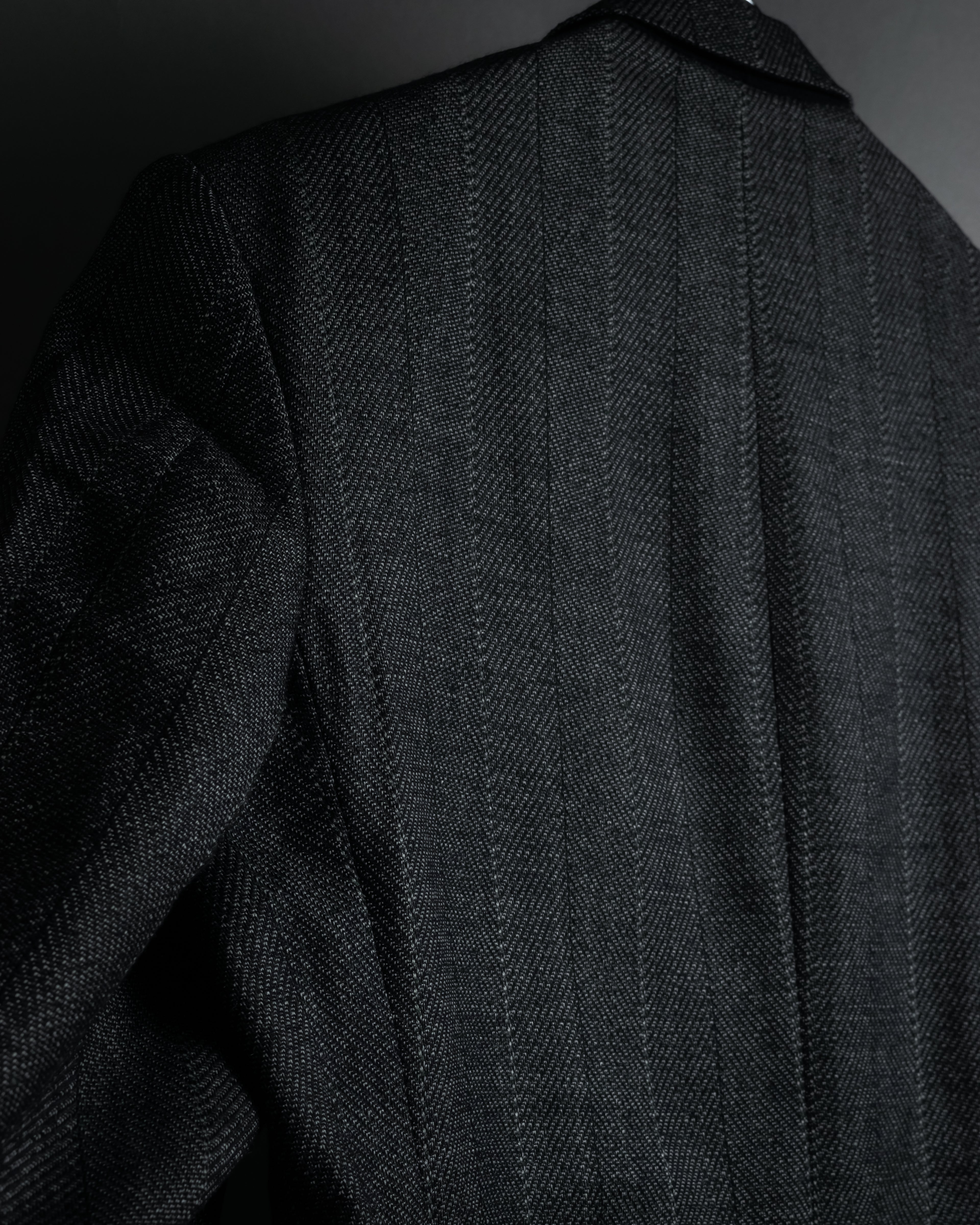 "YVES SAINT LAURENT" 70’s-80’s structured herringbone tweed tailored jacket