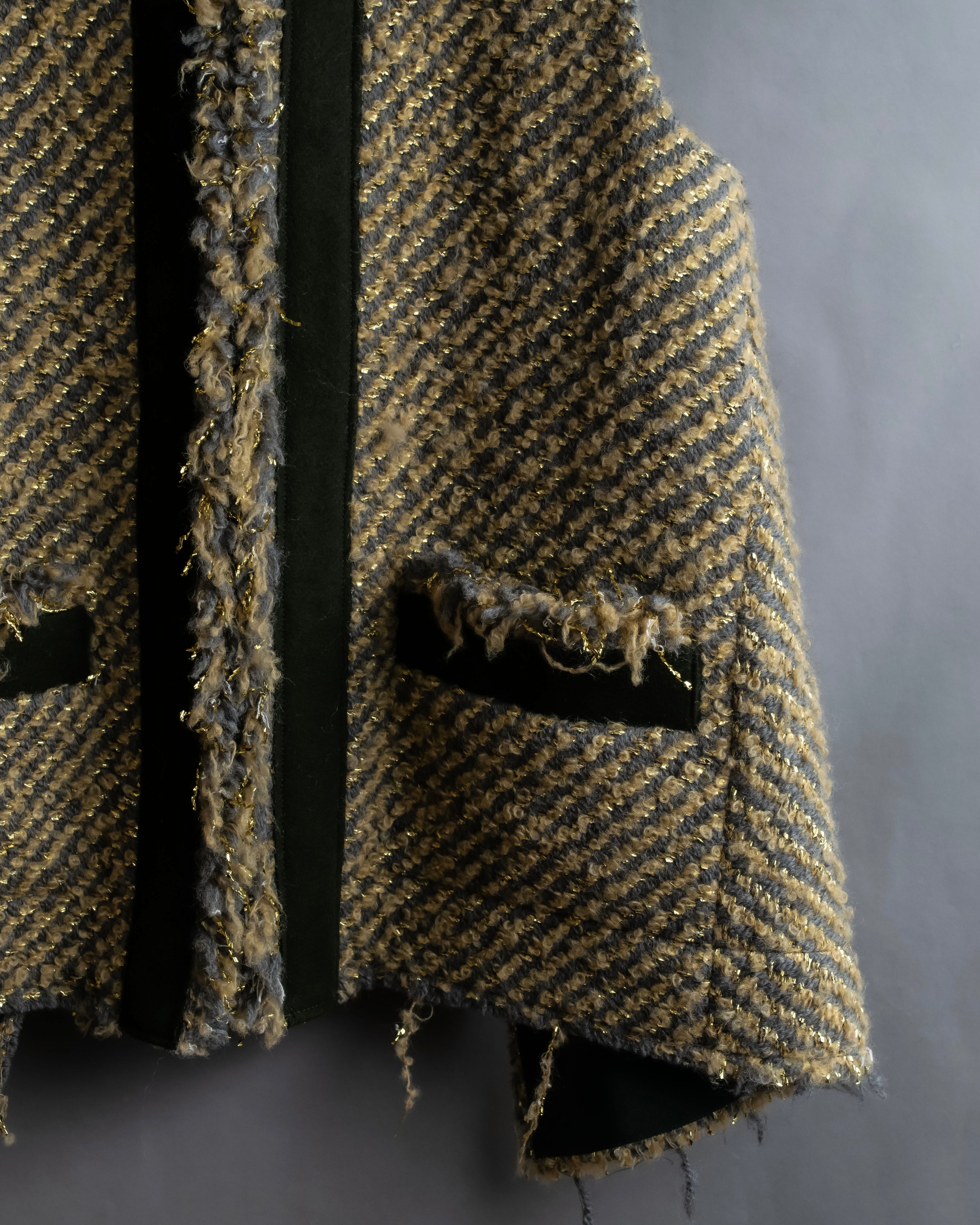 "sacai" Asymmetrical design double zipper tweed vest
