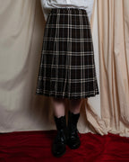"BURBERRY" Brown tartan check pleated wrap skirt