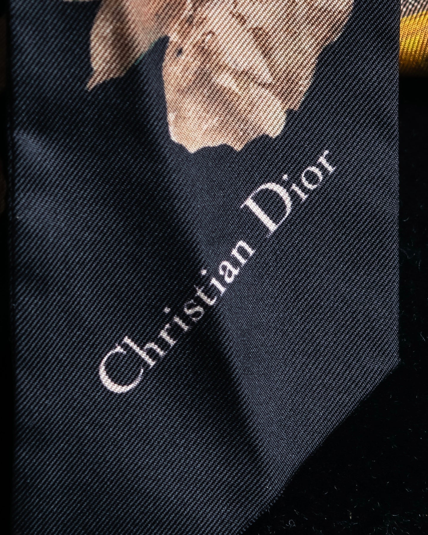 "Christian Dior" Baroque floral pattern silk twill scarf