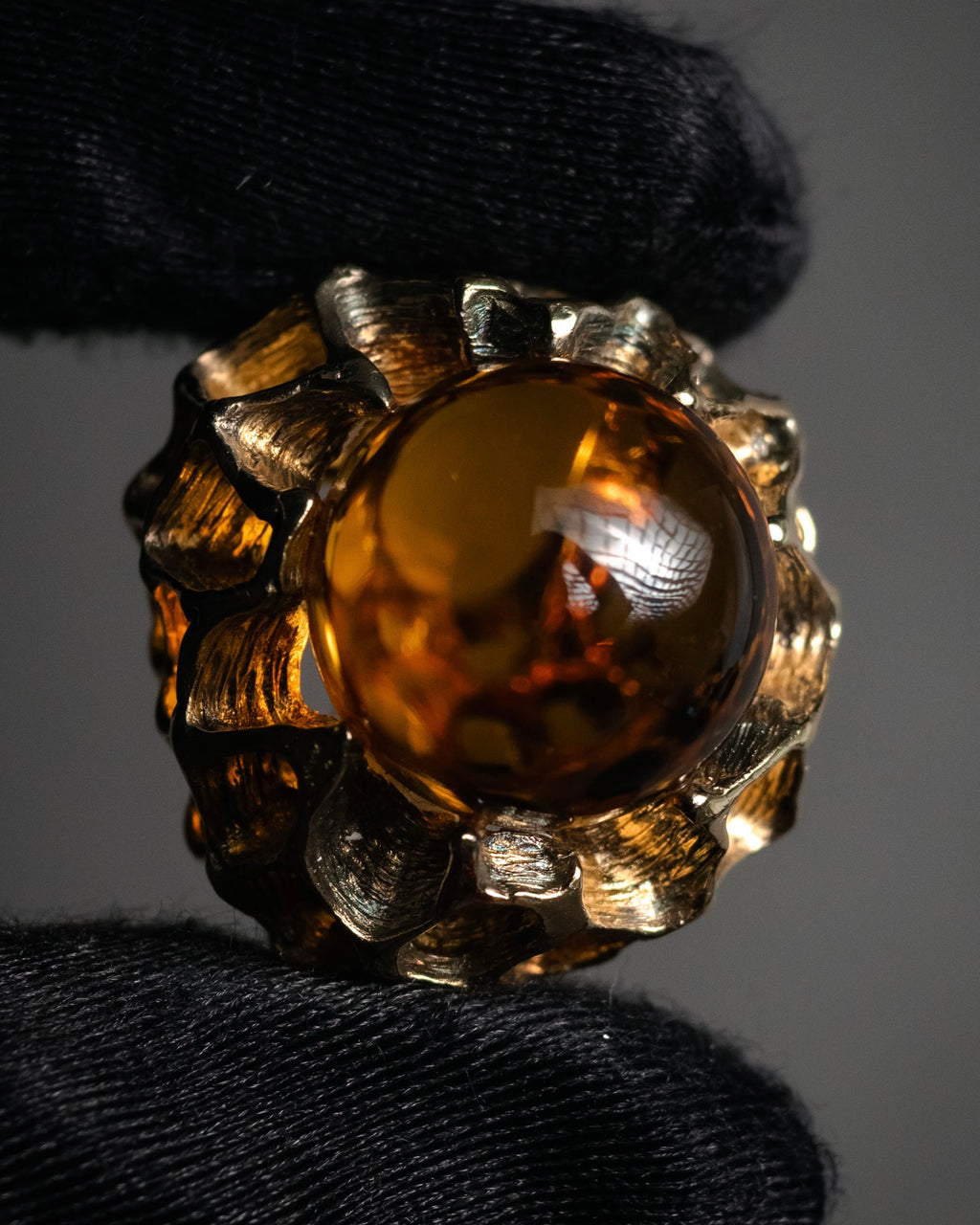 “Baccarat” 00’s Médicis crystal cabochon vermeil ring