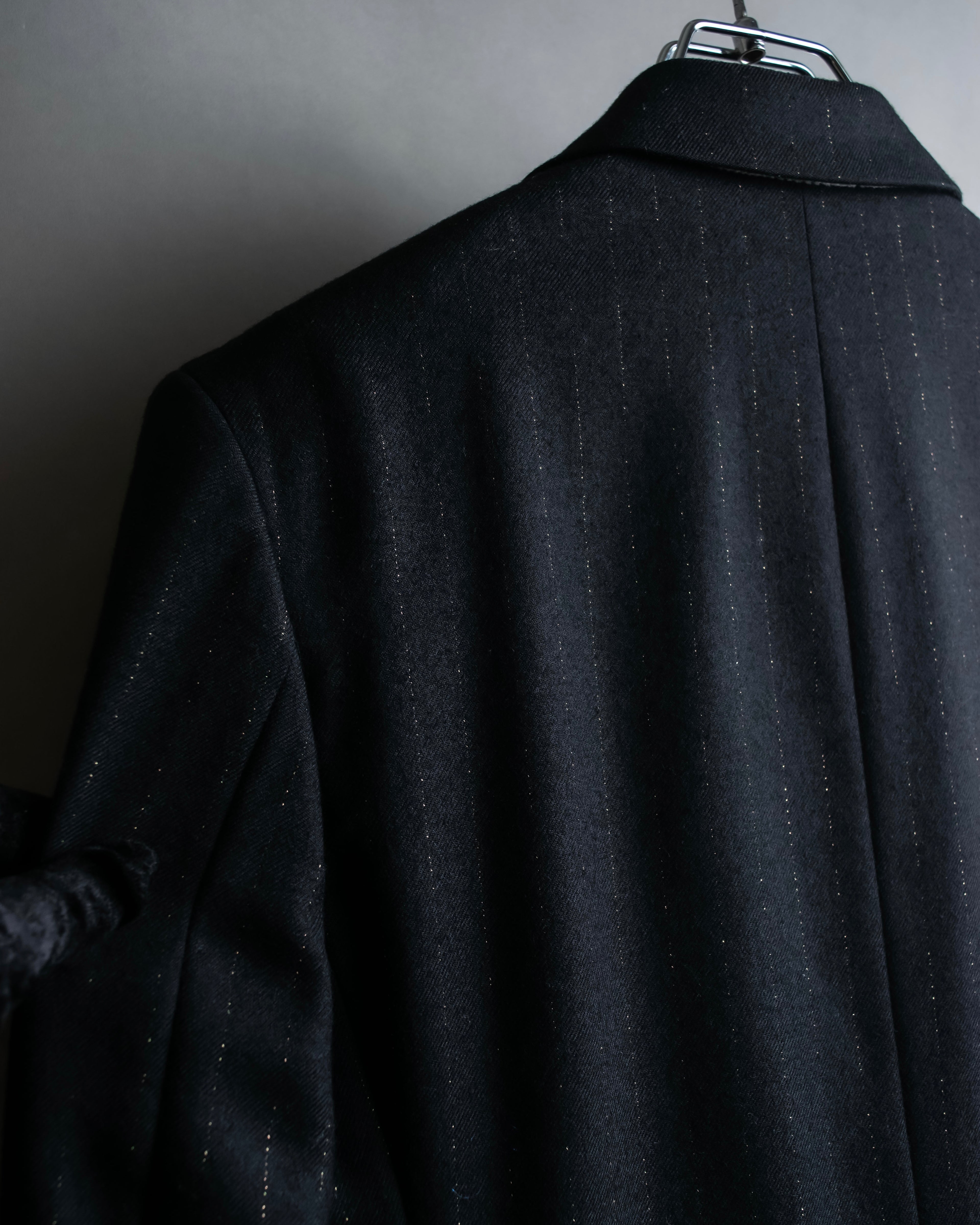 "PAUL SMITH" Peaked lapel tailored jacket and tapered slacks in glittery striped pattern set up