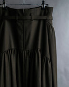 "SUPPORT SURFACE" Belted gather design flare long skirt