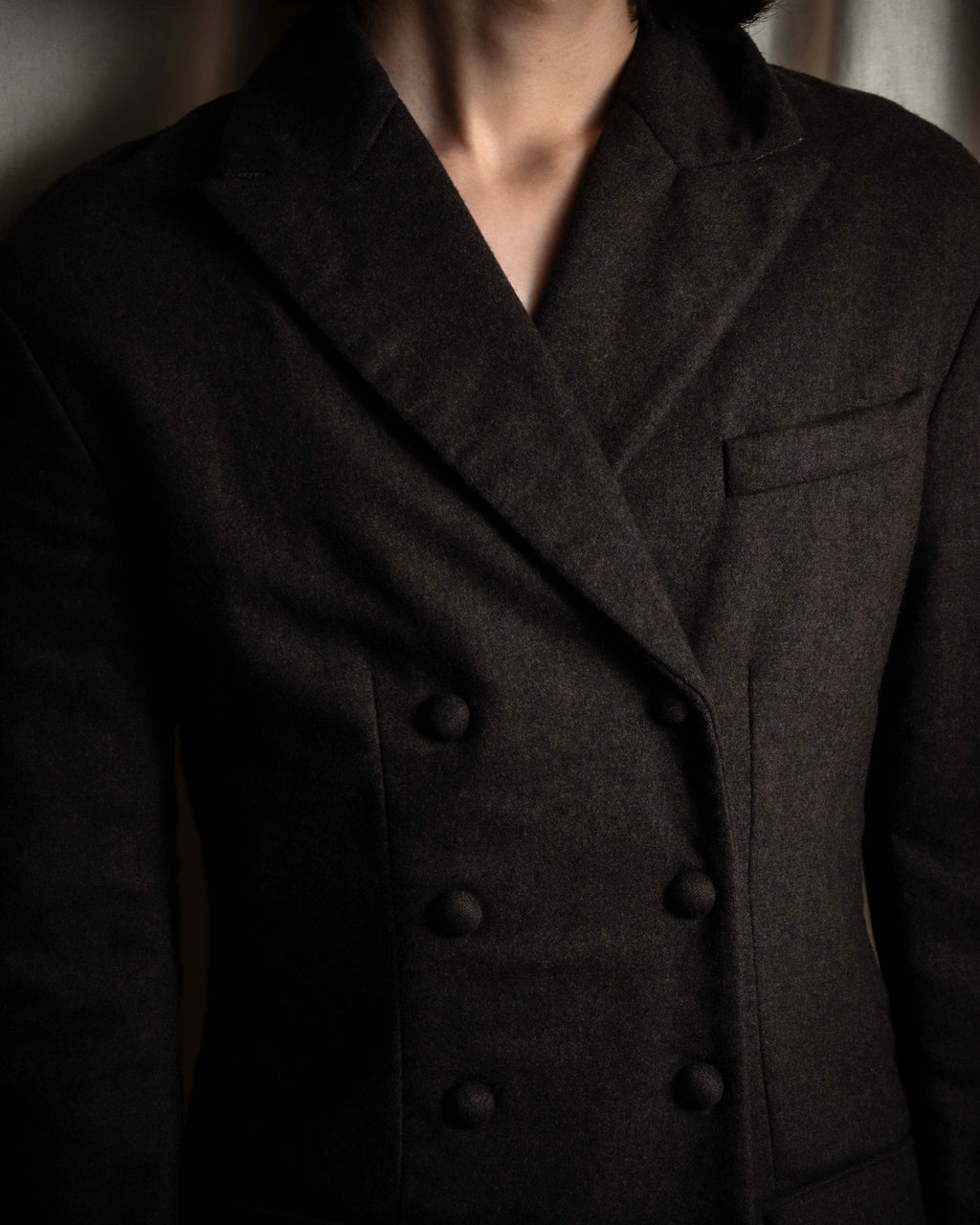 "FENDI" Double-breasted heavy duty wool flannel jacket