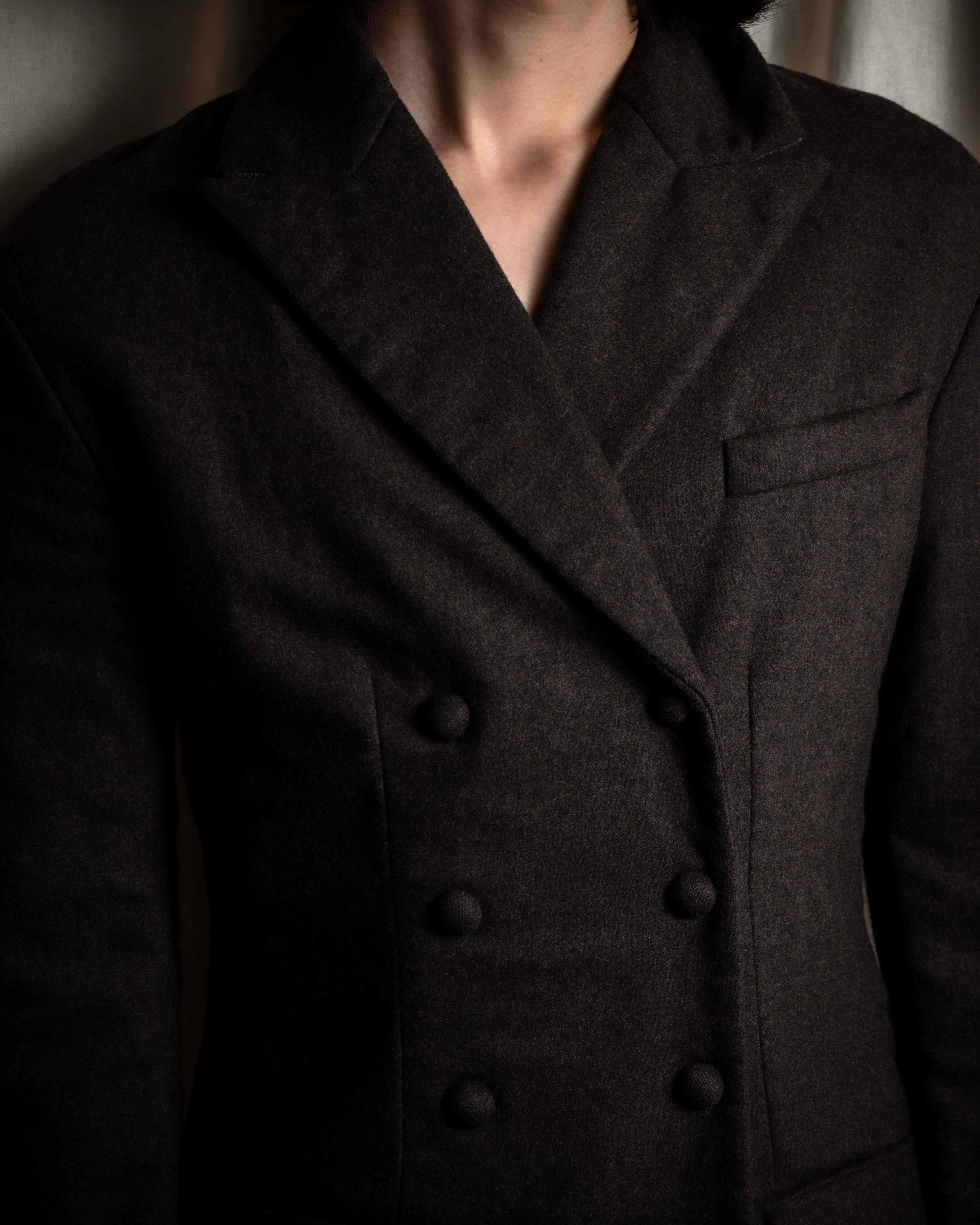 "FENDI" Double-breasted heavy duty wool flannel jacket