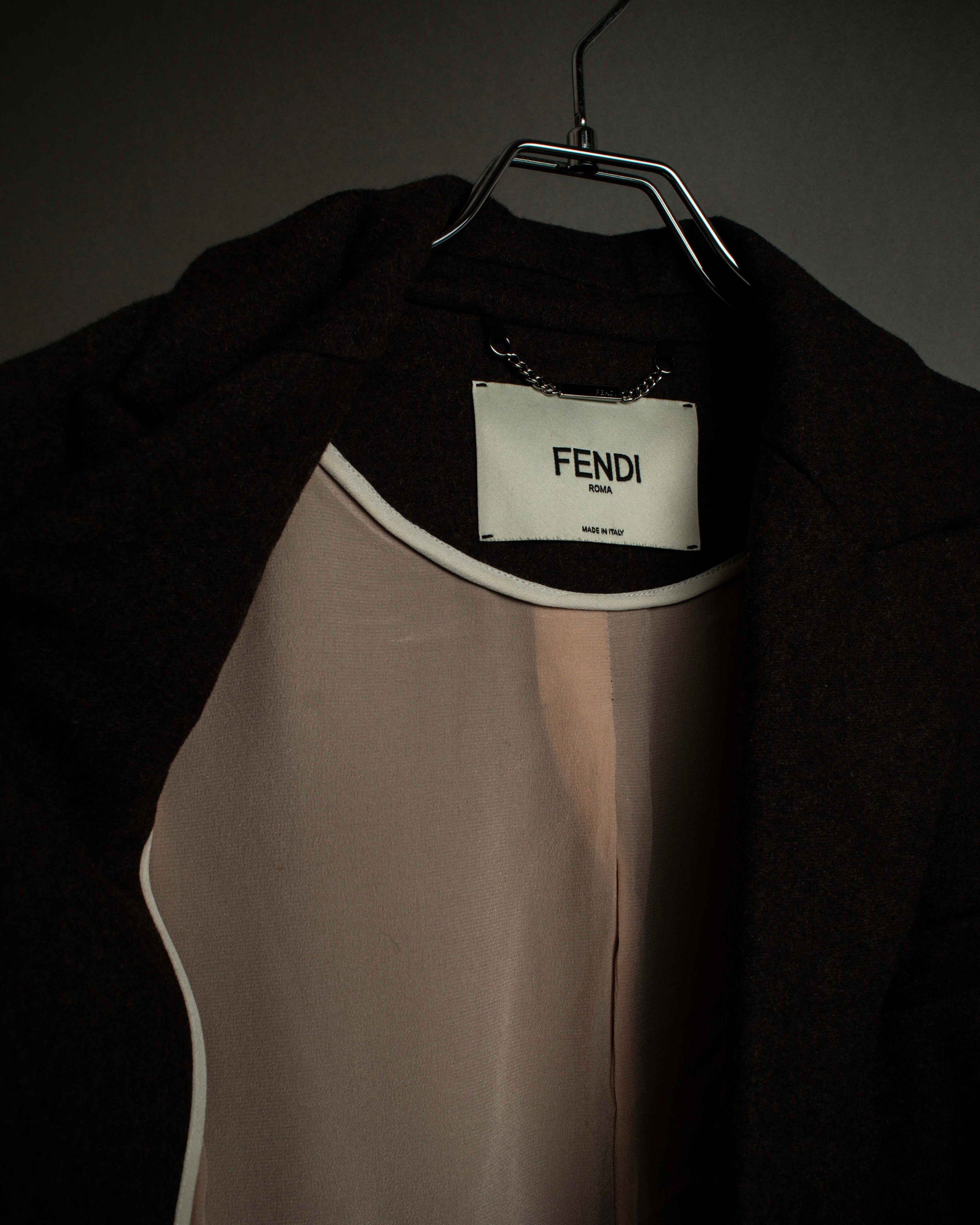 "FENDI" Double-breasted heavy duty wool flannel jacket