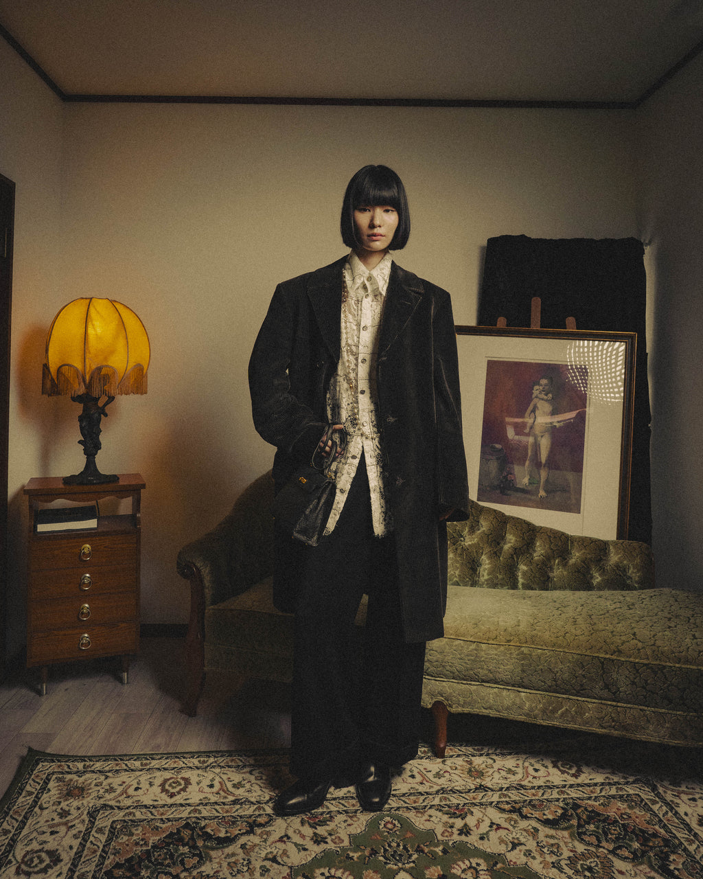 -SPECIAL- "GUCCI" 90's-00's Dark brown corduroy tailored chesterfield coat