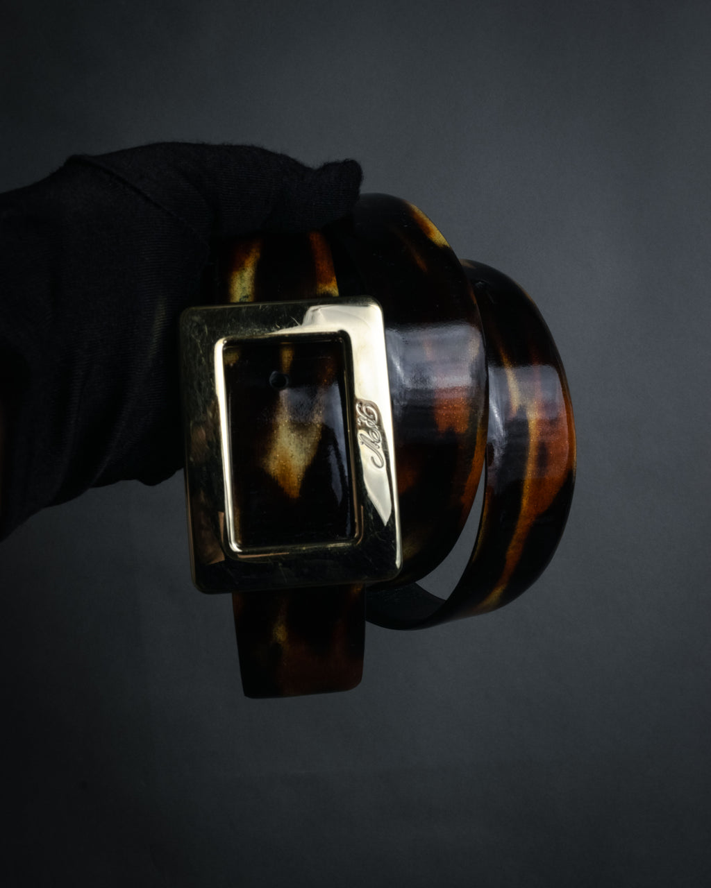 “Roger Vivier” 2010’s Patent tortoiseshell buckle belt