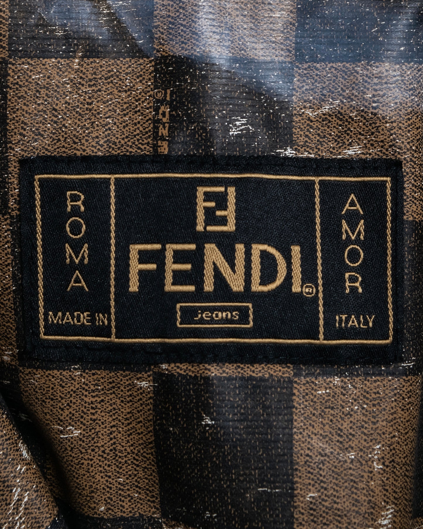 "FENDI" Pecan checkered belted mid length coat