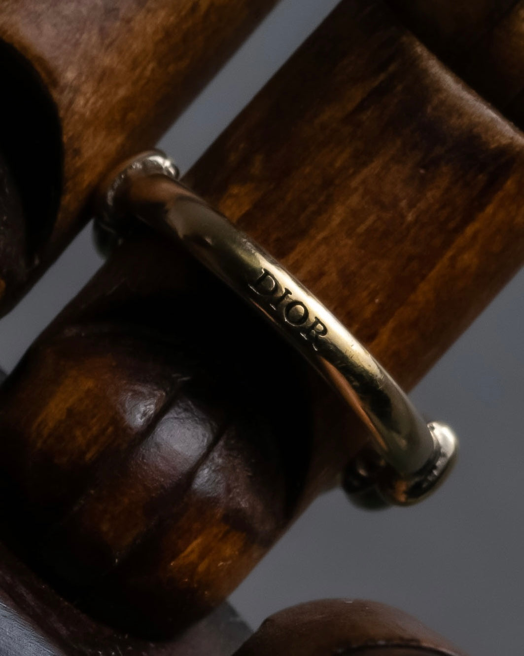 "Christian Dior" CD logo motif silver ring