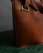 "Salvatore Ferragamo" Gold metal parts brown leather shoulder bag