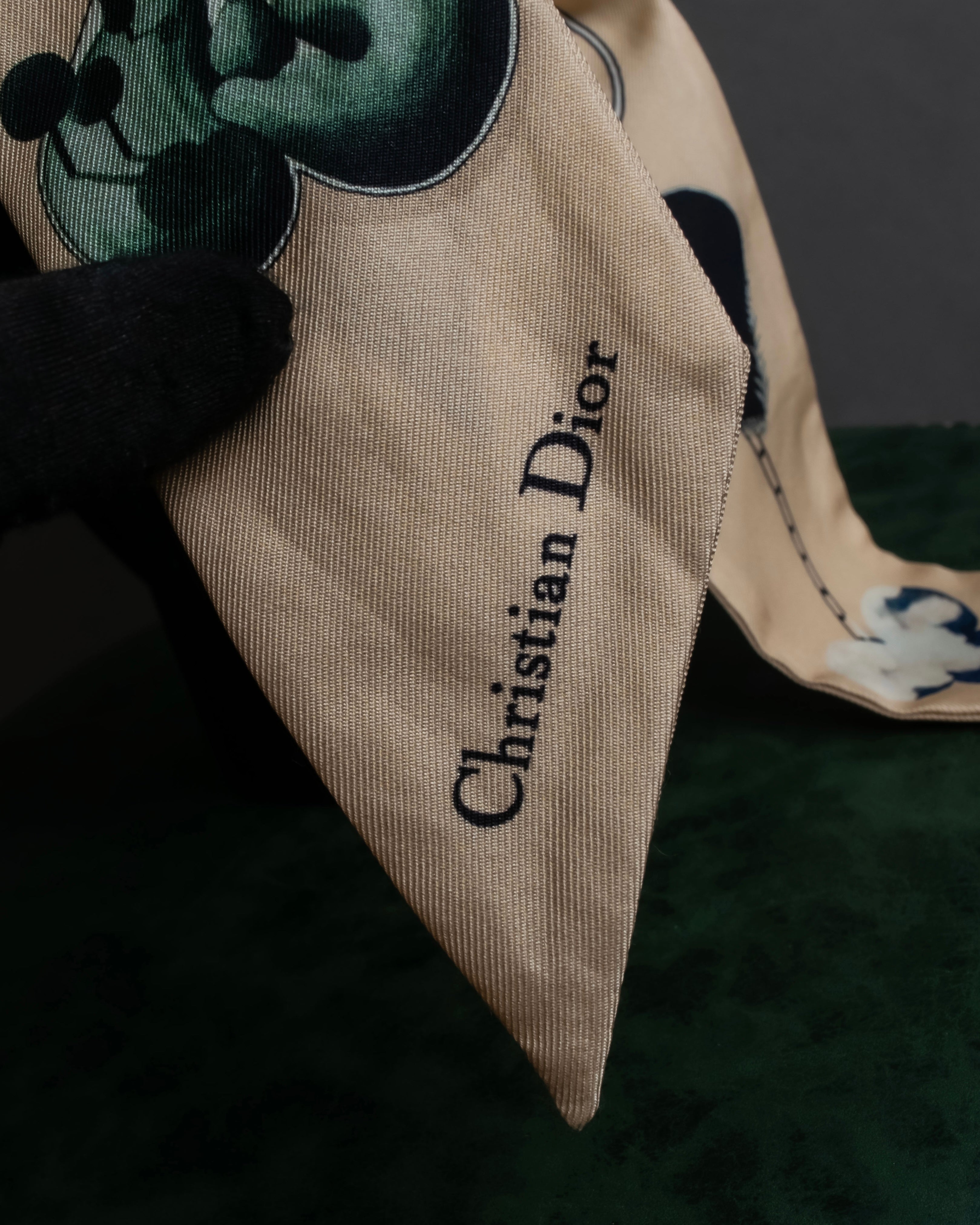 "Christian Dior" Iconic motif silk twilly scarf
