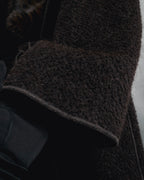 "FENDI" 90’s-00’s Sculptural belted leopard cat fur collar alpaca coat