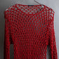 "Y's" Vivid red color mesh knit pullover