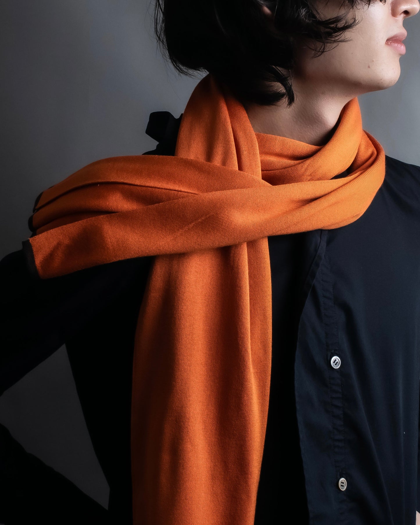 "HERMES" Hermes orange color silk stole