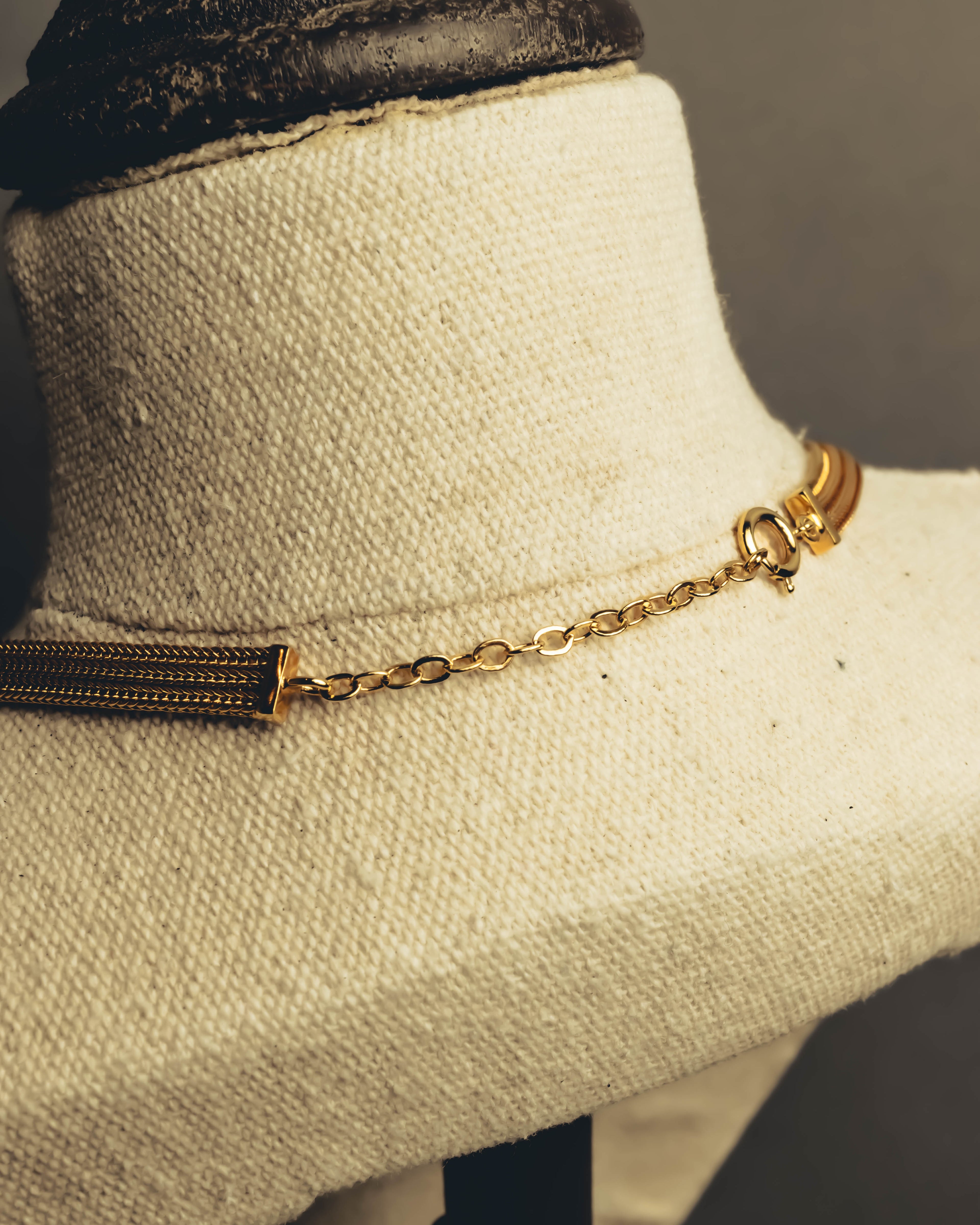 "Christian Dior" Gold tone braided knot costume jewelry necklace