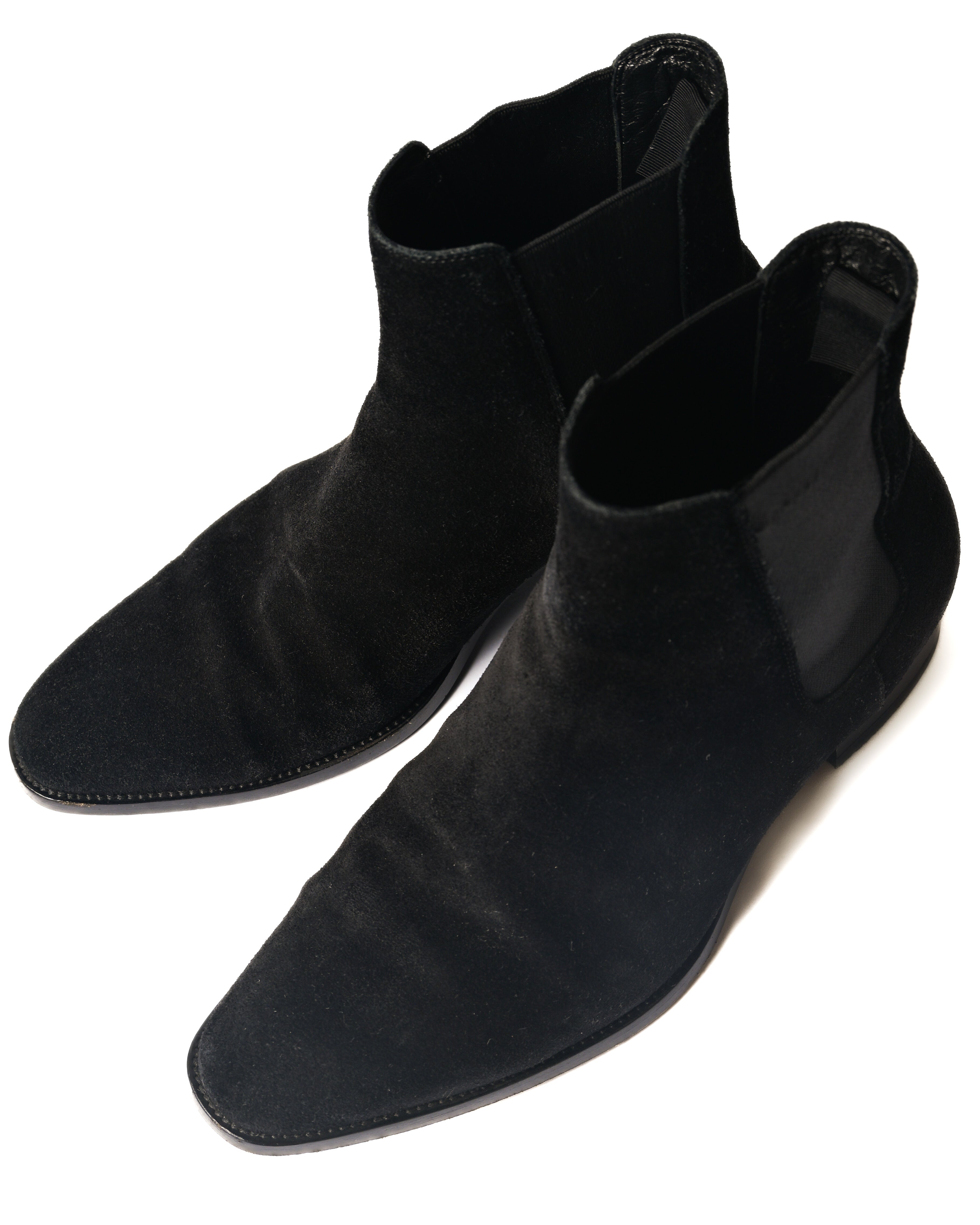 SAINT LAURENT PARIS/ “WYATT 30” Black Suede  Chelsea Heel Boots
