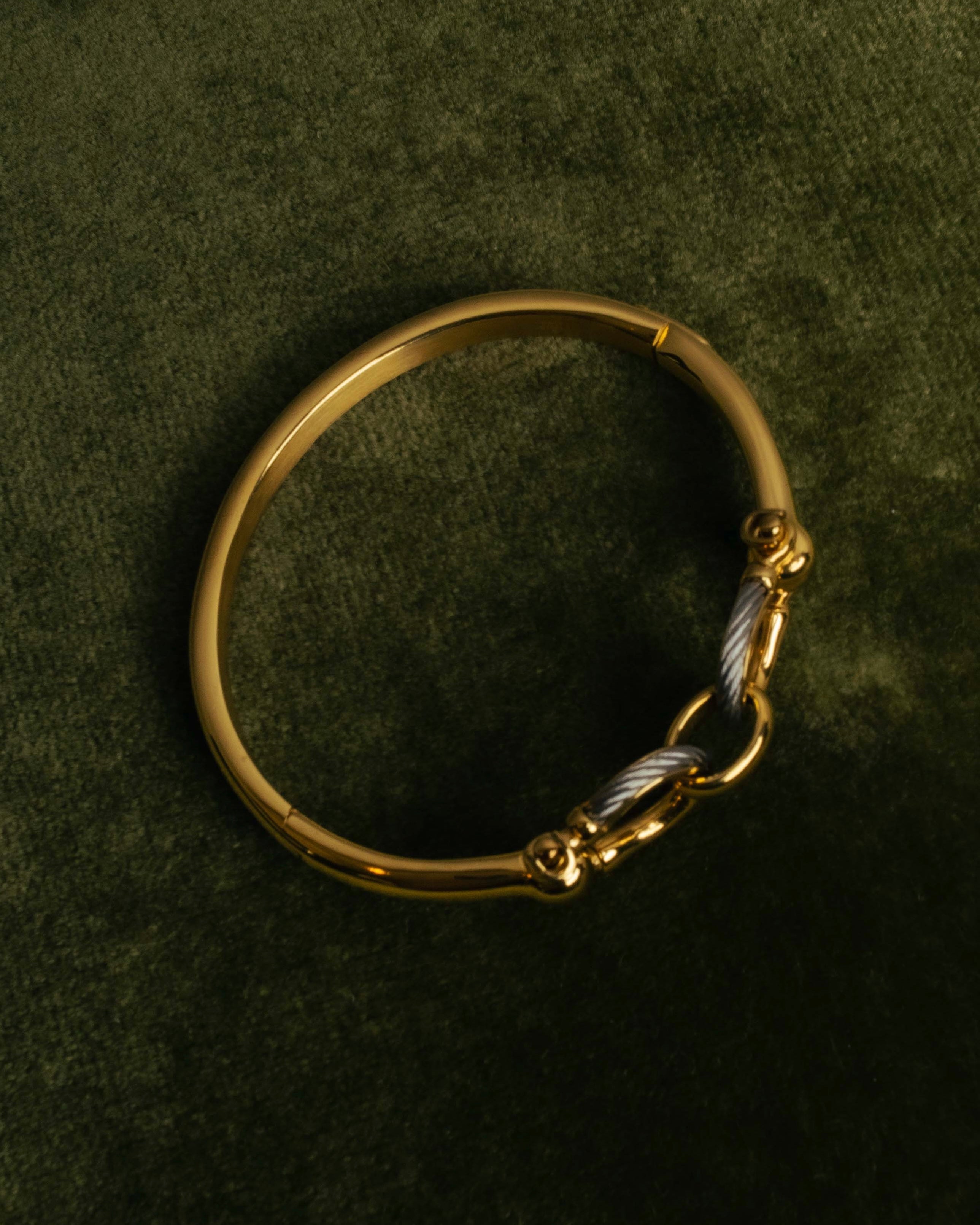 "CHARRIOL" 90's-00's Vintage PVD gold and steel cable link bangle
