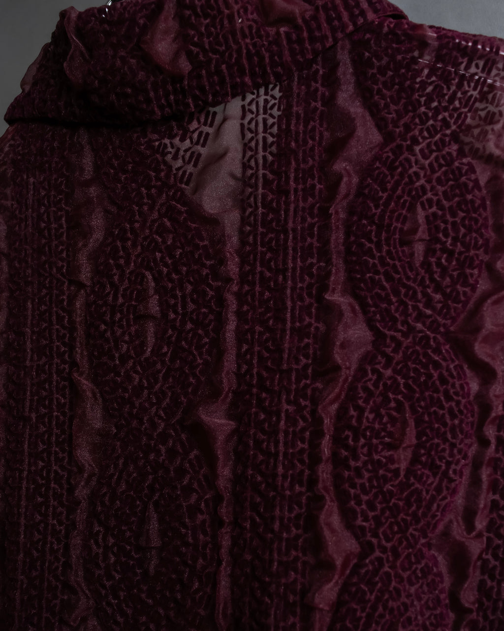 "robe de chambre COMME des GARCONS" Cable knit sheer shirt collar cardigan