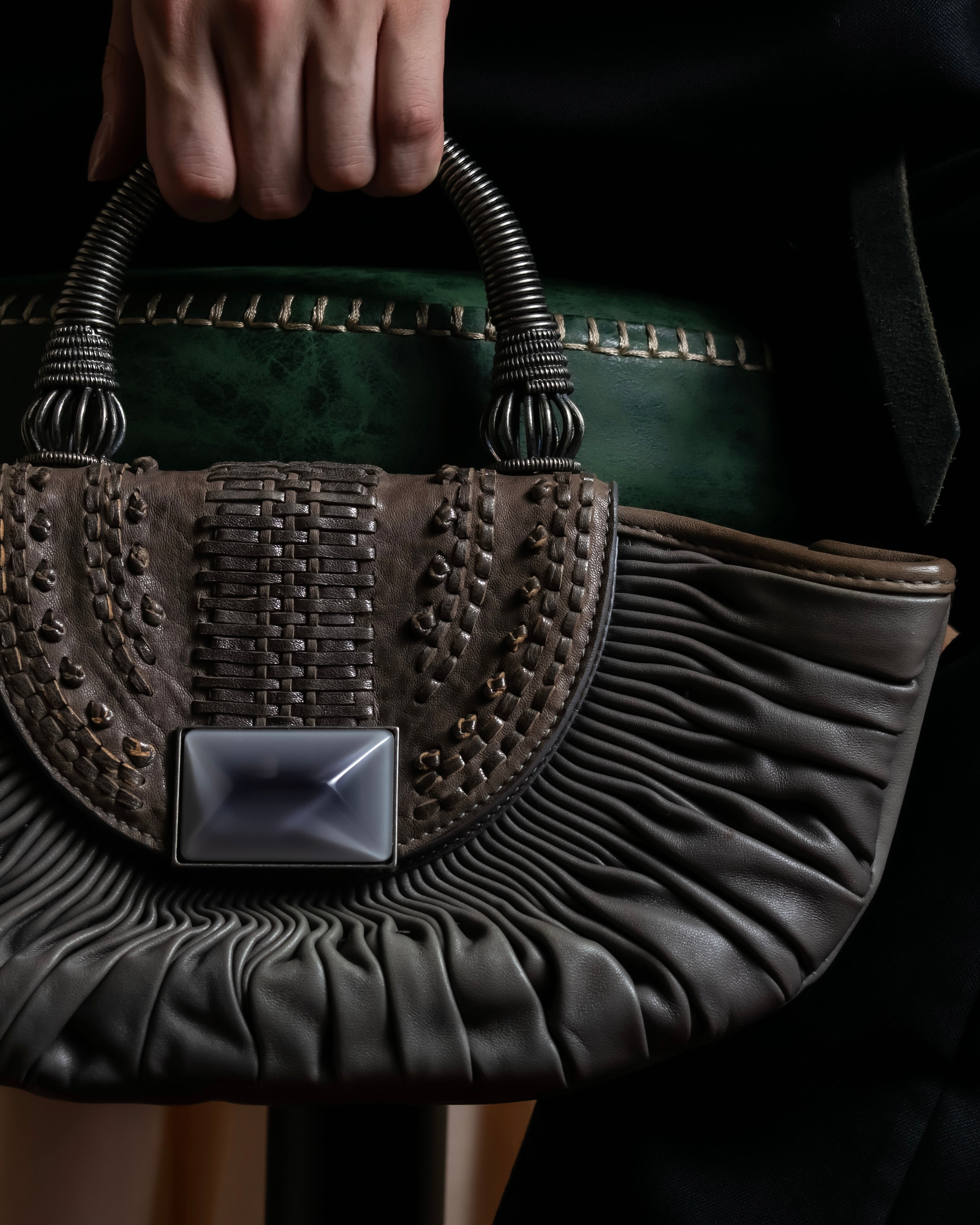 "Christian Dior" John Galliano period Gathering design leather hand bag