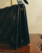 "Yves Saint Laurent" 80's-90's Lattice textured leather shoulder bag
