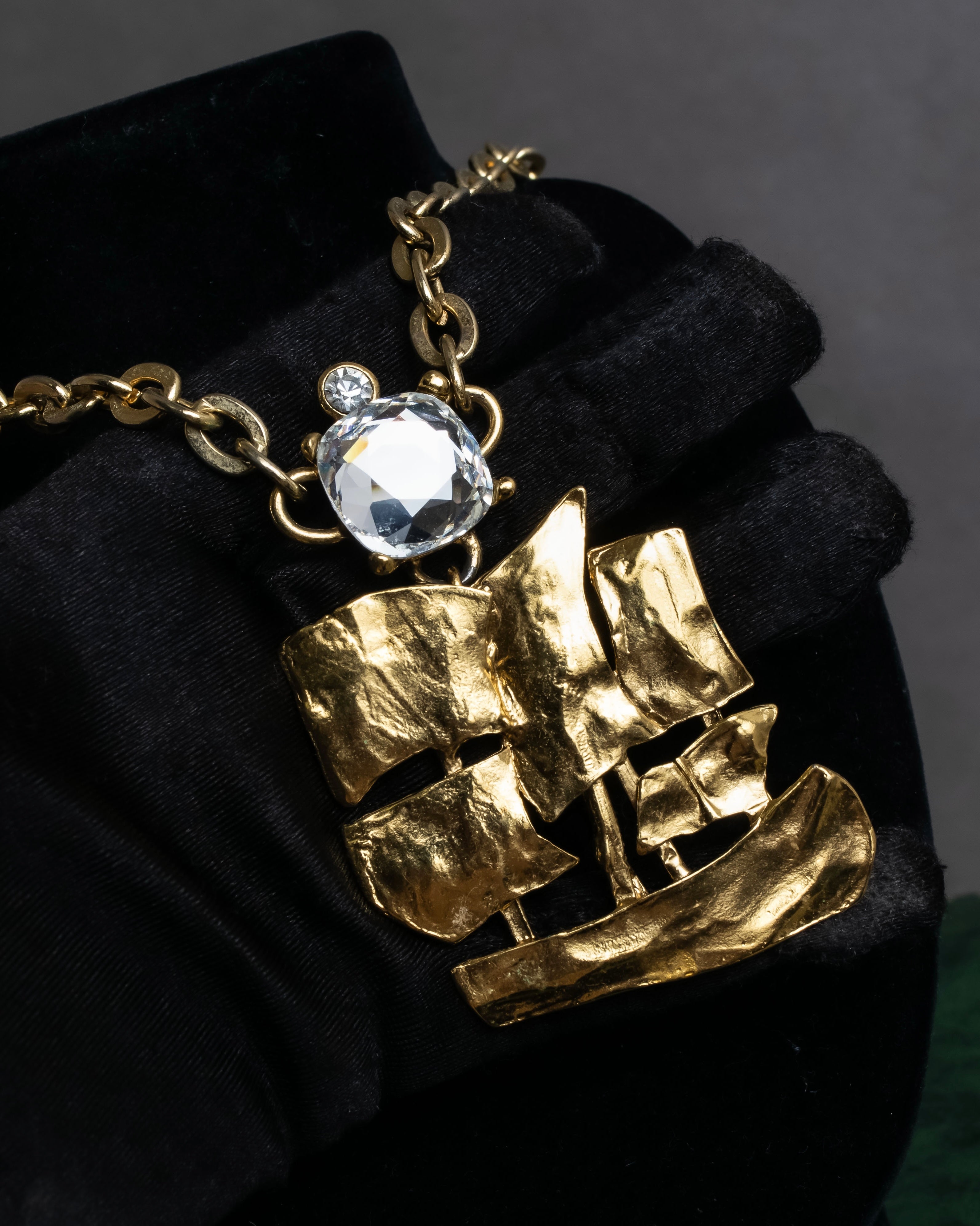 "YVES SAINT LAURENT" Crystal-embellished gold necklace