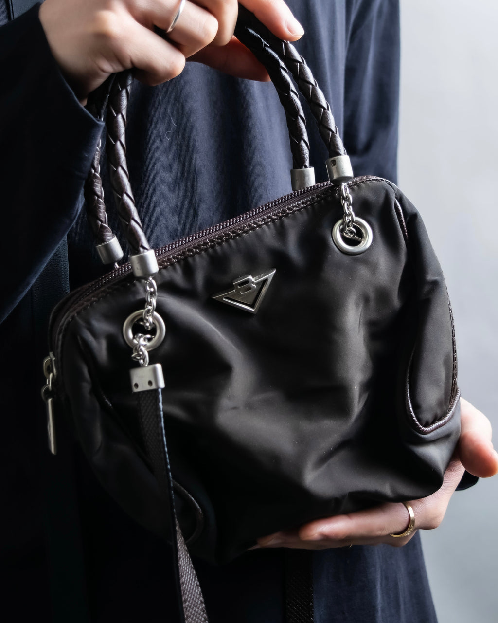 "BOTTEGA VENETA" 2way logo plate nylon bag