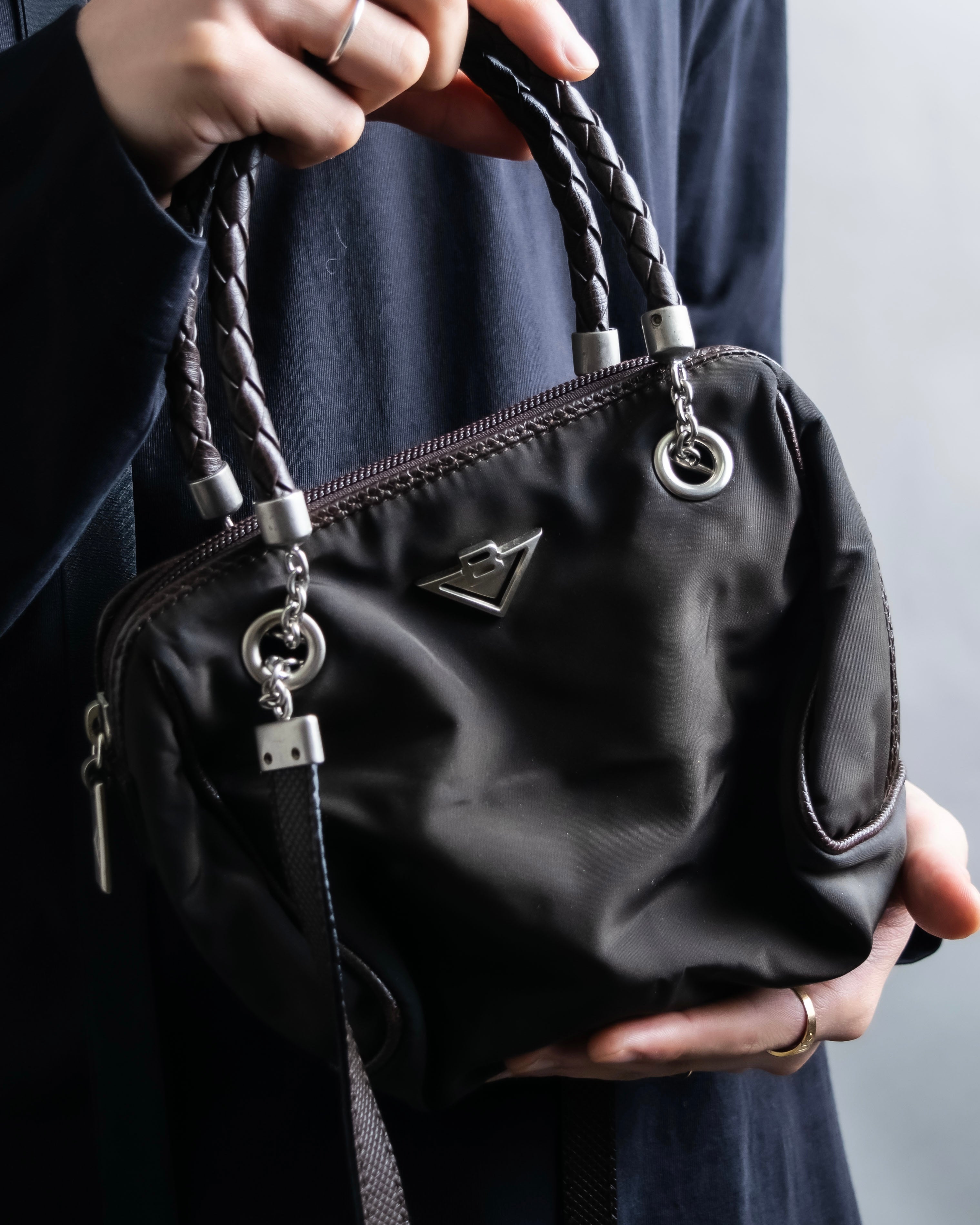 "BOTTEGA VENETA" 2way logo plate nylon bag