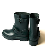 JIMMY CHOO/ Belts Detailed Rubber Rain Boots Dark Green