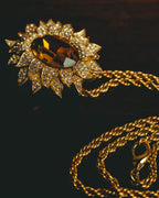-SPECIAL- “Christian Dior” 80’s-90’s Sunburst amber glass pendant brooch