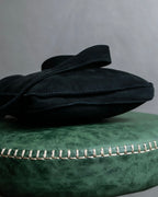 "HERMES" Tout en Douceur black suede panel line shoulder bag