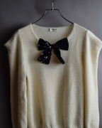 "Saint Laurent" Sequin ribbon design shoulder structure knit