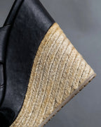 "Jimmy Choo" Leather combination wedge sole heel sandals