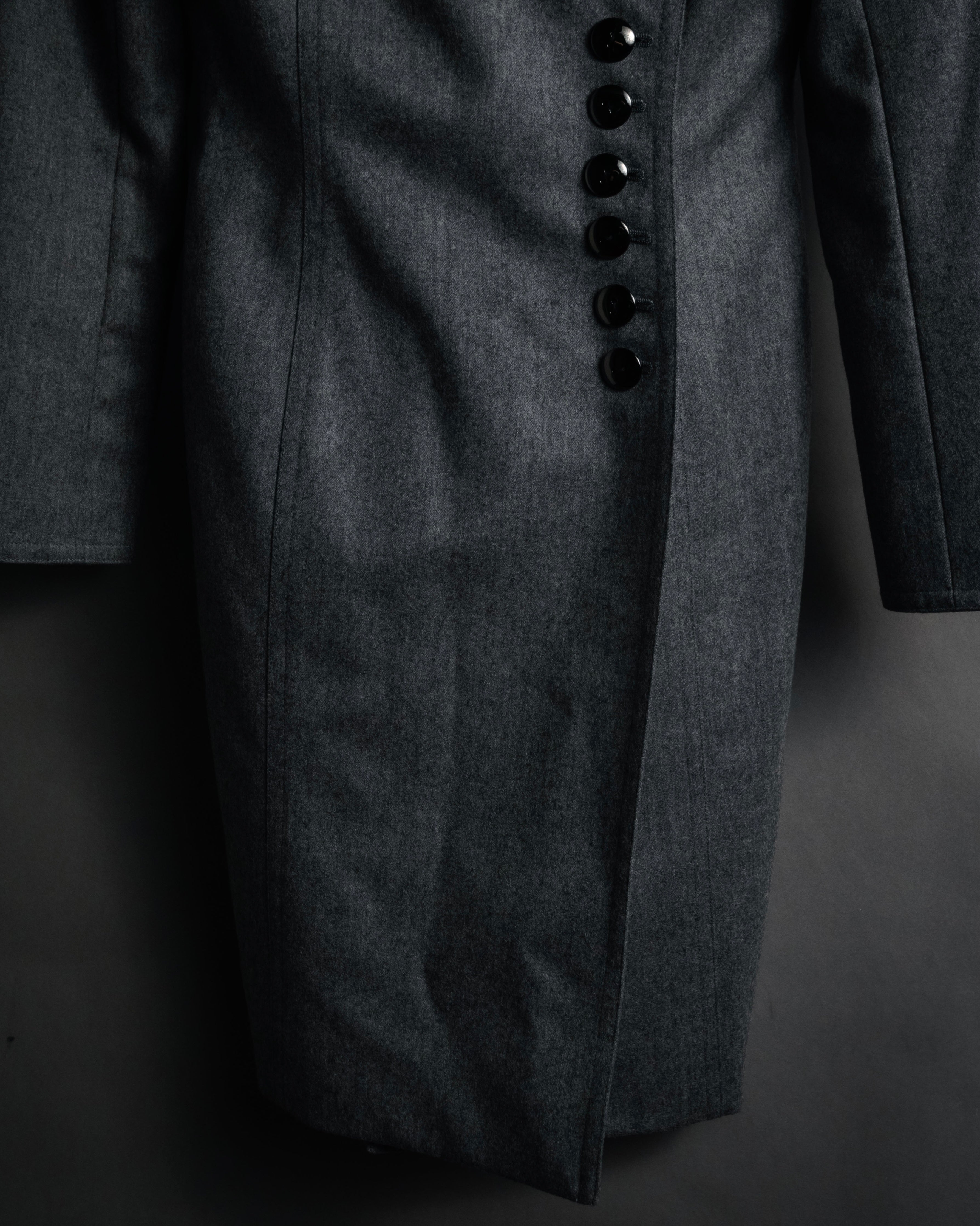 “Miss Dior” 90’s asymmetrical multi button wool dress